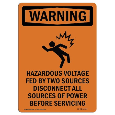 Signmission Safety Sign, OSHA WARNING, 5" Height, Hazardous Voltage, Portrait, D-35-V-13224 OS-WS-D-35-V-13224